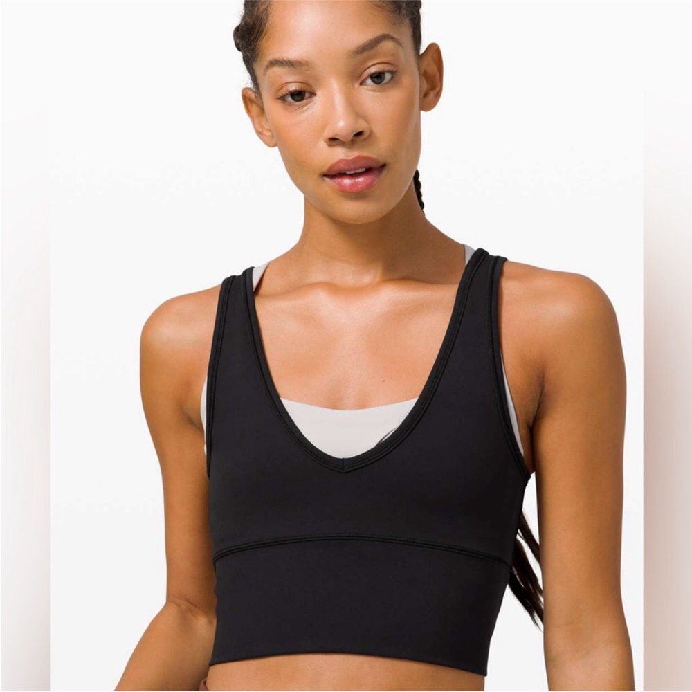 lululemon athletica Black V‑Neck Longline Sports Bra Size 4